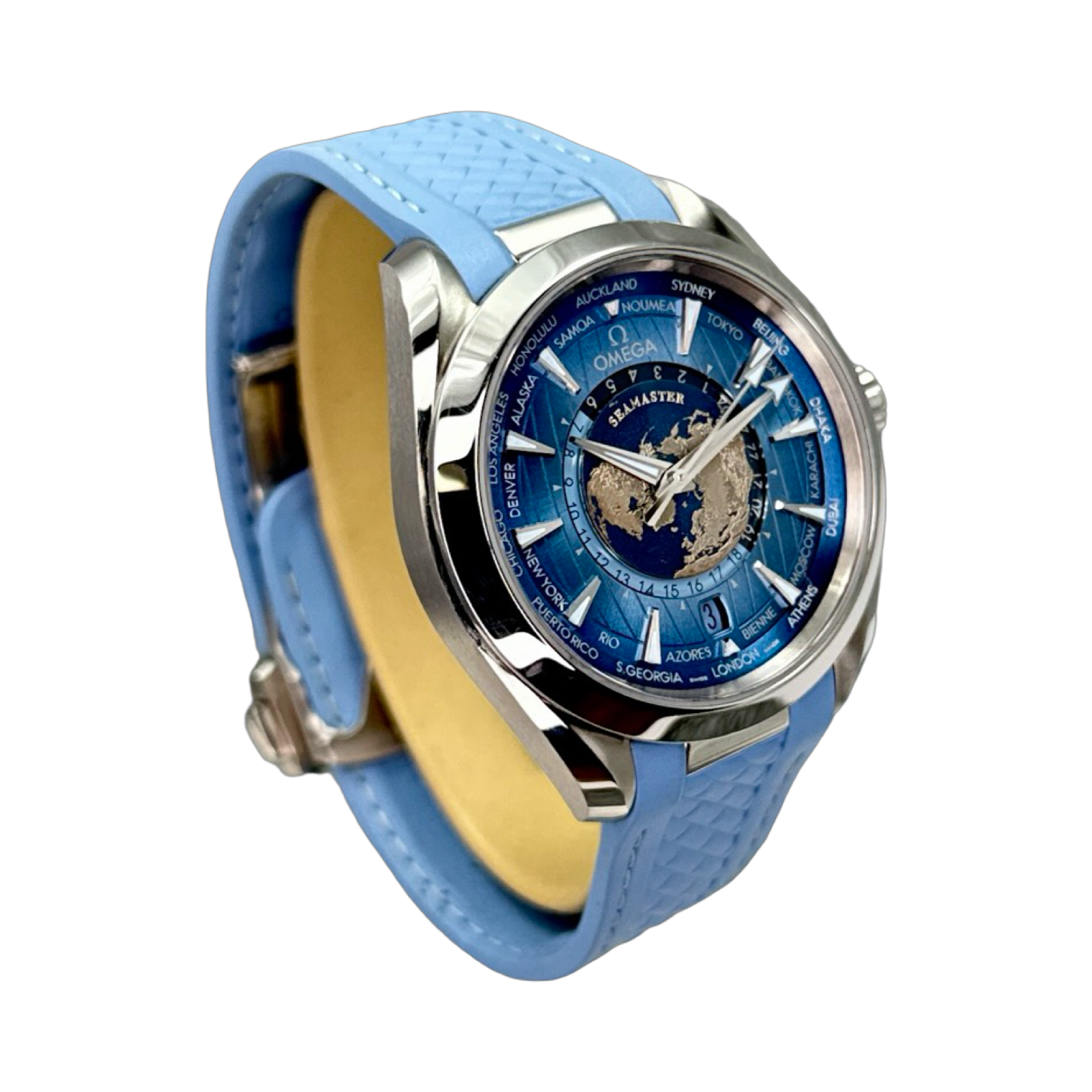 Omega Seamaster Aqua Terra World Time Summer Blue on Rubber Ref. 220.12.43.22.03.002