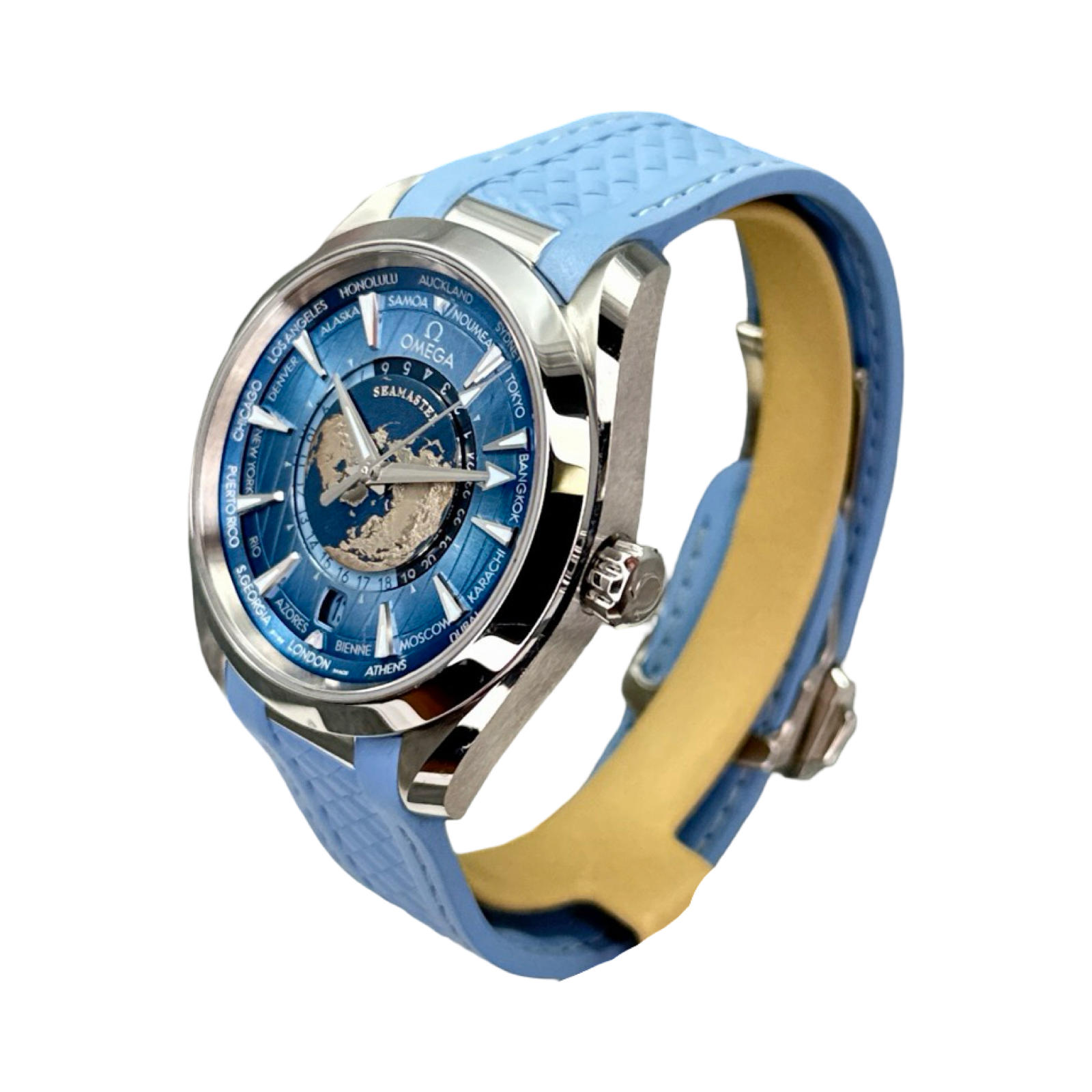 Omega Seamaster Aqua Terra World Time Summer Blue on Rubber Ref. 220.12.43.22.03.002