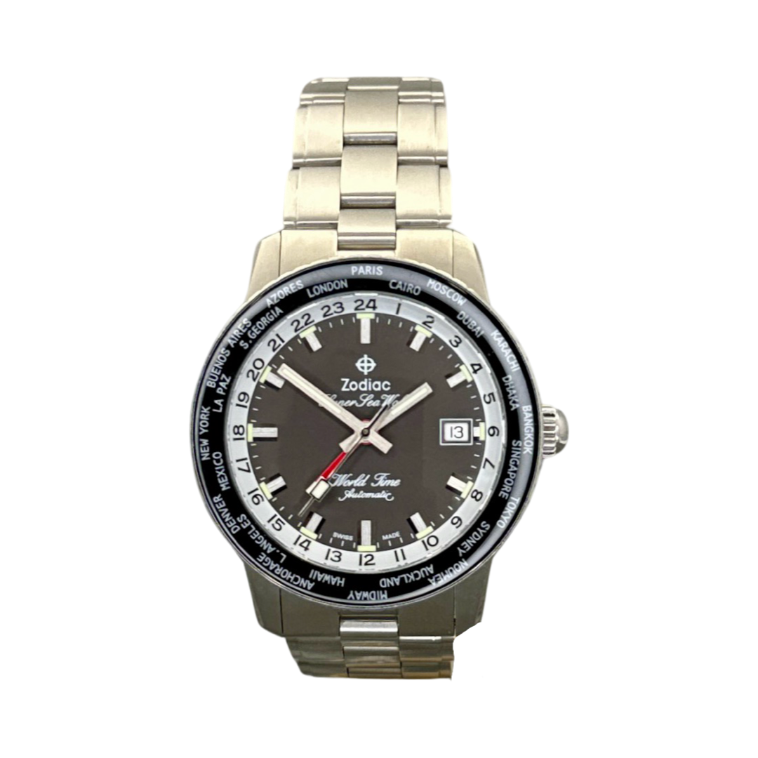 Zodiac Super Sea Wolf World Timer Ref ZO9049 – Twin Cities Time + Luxury